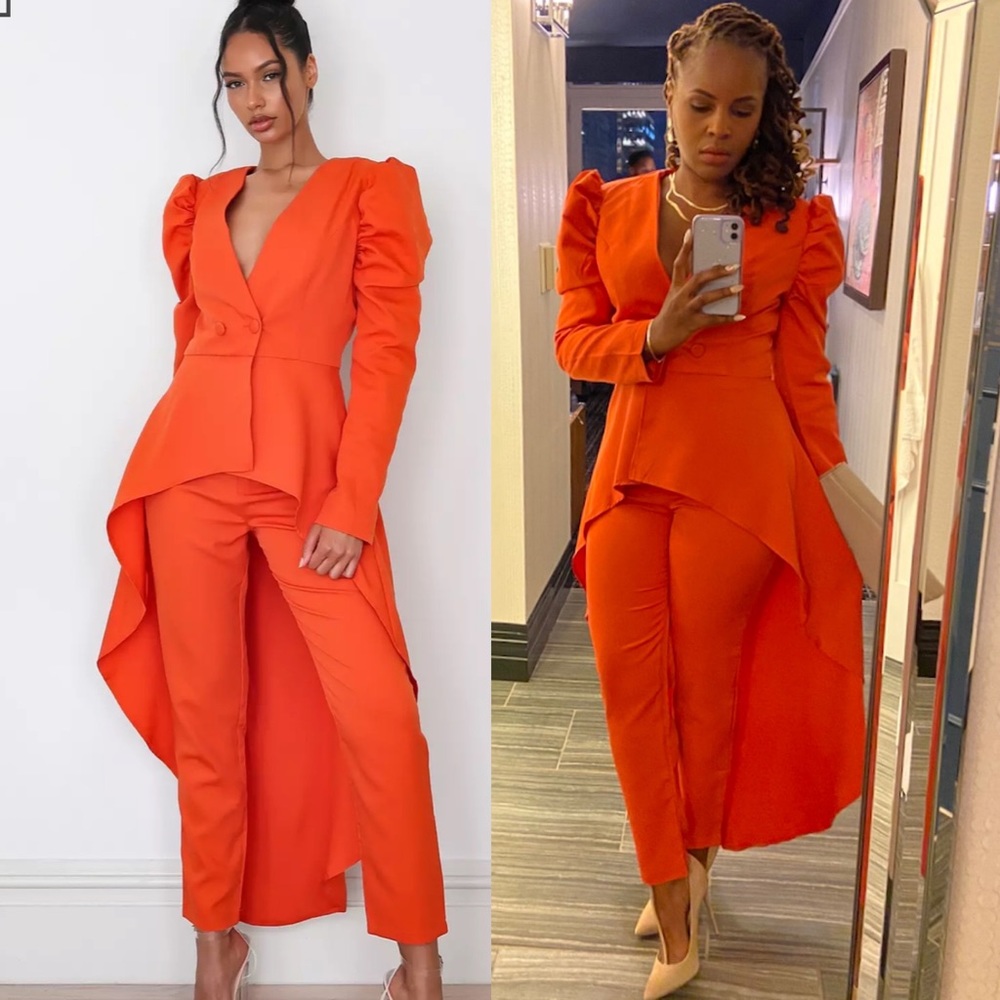 Missguided Puff Sleeve Blazer & Pants